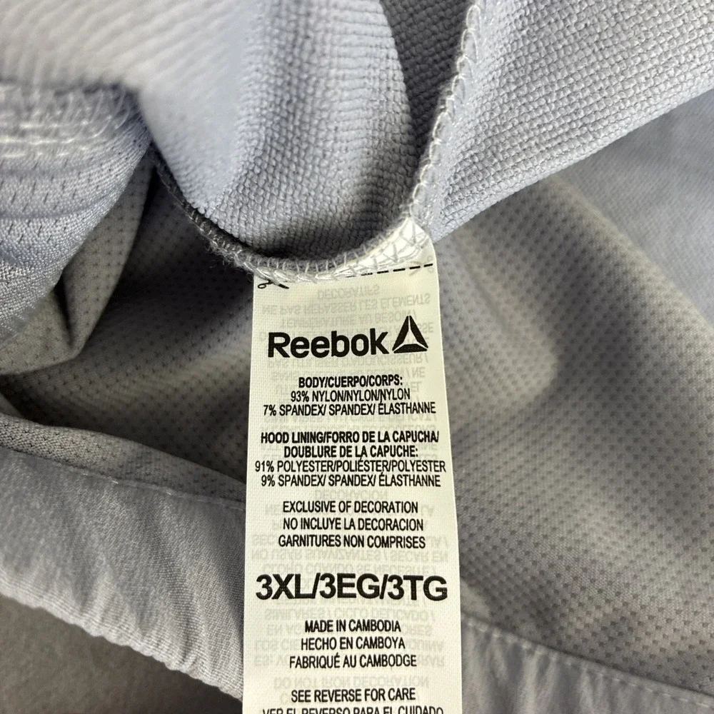 New Mens Reebok Ascent Full Zip Windbreaker Jacket Size 3XL NWT Gray Sleet